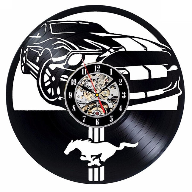 Mustang-auto vinyylilevy seinäkello
