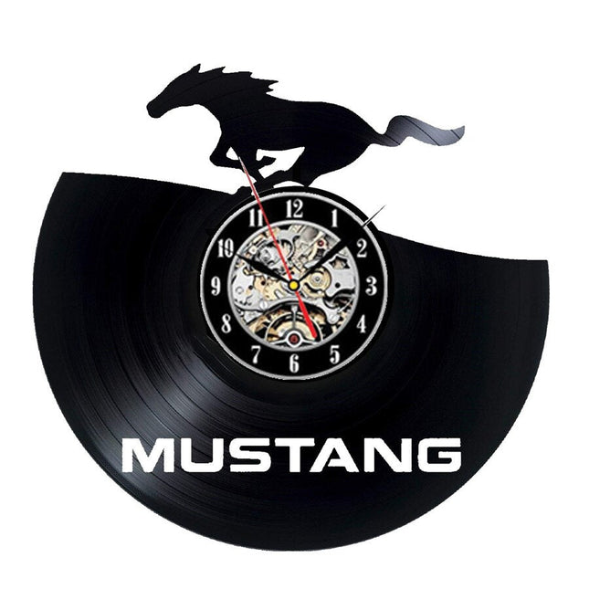 Mustang-auto vinyylilevy seinäkello