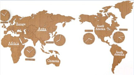 Maailmankartta seinäkello usealla aikavyöhykkeellä