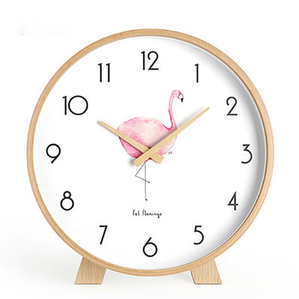 Minimalistinen pyöreä pöytäkello puukehyksellä