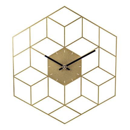 Kultainen geometrinen kuutio seinäkello