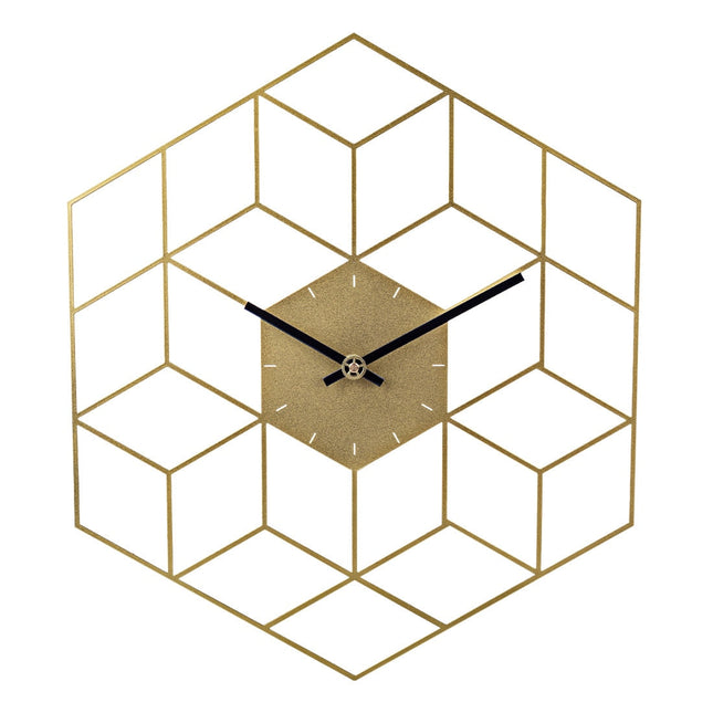 Kultainen geometrinen kuutio seinäkello