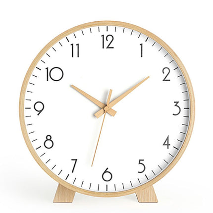 Minimalistinen pyöreä pöytäkello puukehyksellä