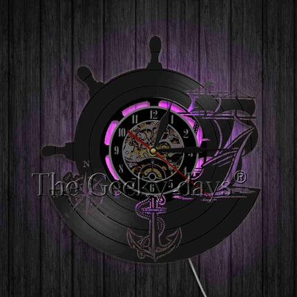 Merihenkinen ankkuri vinyylilevy seinäkello