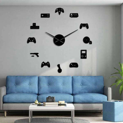 Retropeliaiheinen iso DIY seinätarra kello