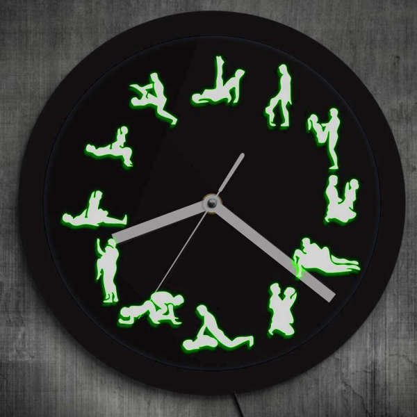 Kamasutra-seinäkello LED-valoilla