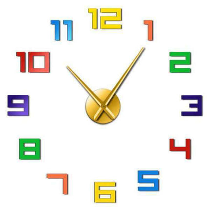 Värikäs sateenkaari DIY seinätarra kello