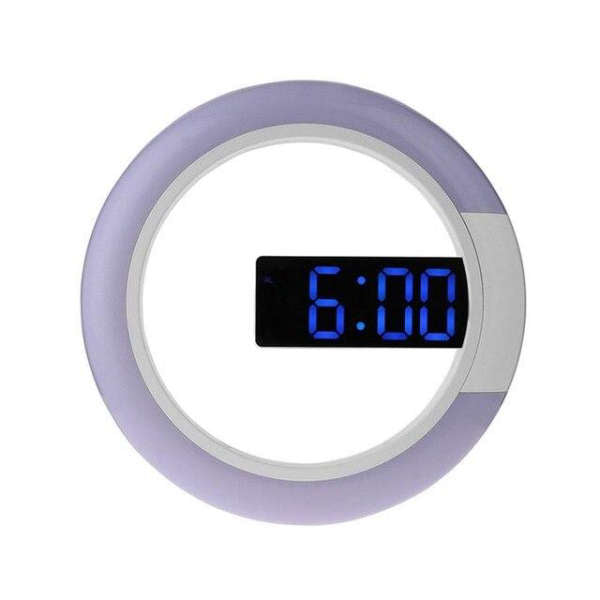 Pyöreä digitaalinen seinäkello LED-valolla