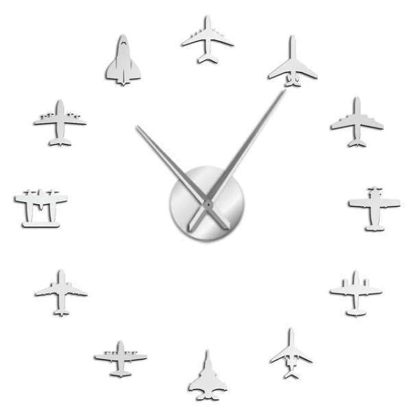 Iso DIY seinätarra kello lentokoneilla