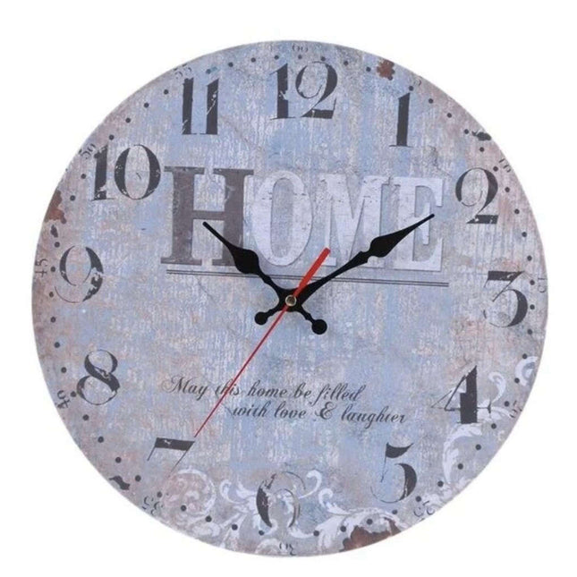 Harmaa puinen retro seinäkello "Home"