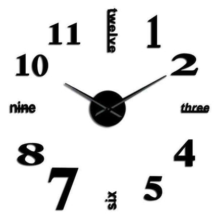 DIY seinätarra kello englanninkielisillä numeroilla
