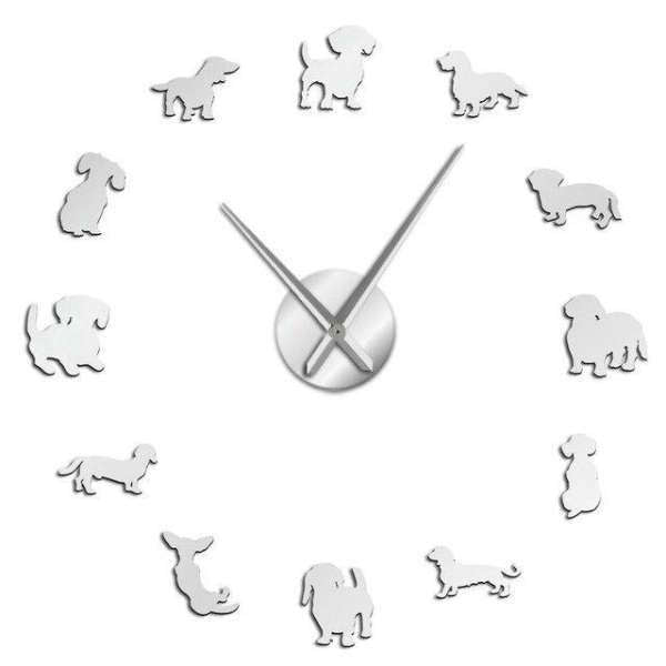 DIY seinätarra kello mäyräkoiranpennuilla