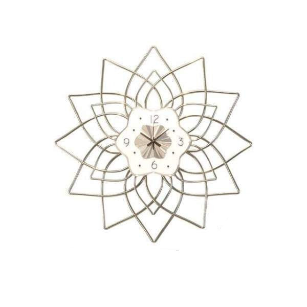 Moderni metallinen seinäkello ruusuke-muotoilulla