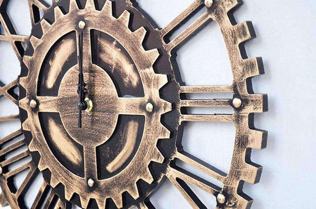 Retro teollinen seinäkello hammasratas design