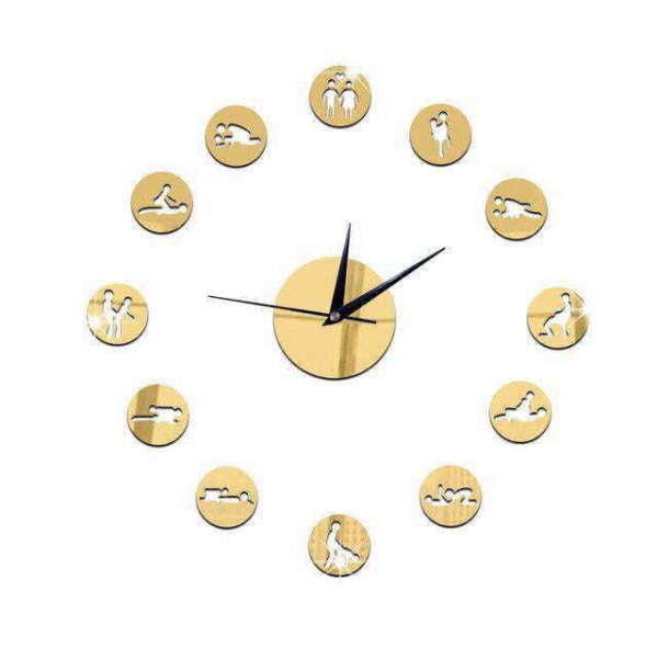 Kamasutra-seinätarra kello punaisilla osilla