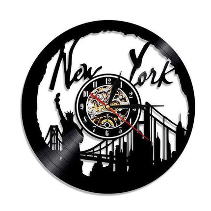 New York-aiheinen vinyylilevy-seinäkello