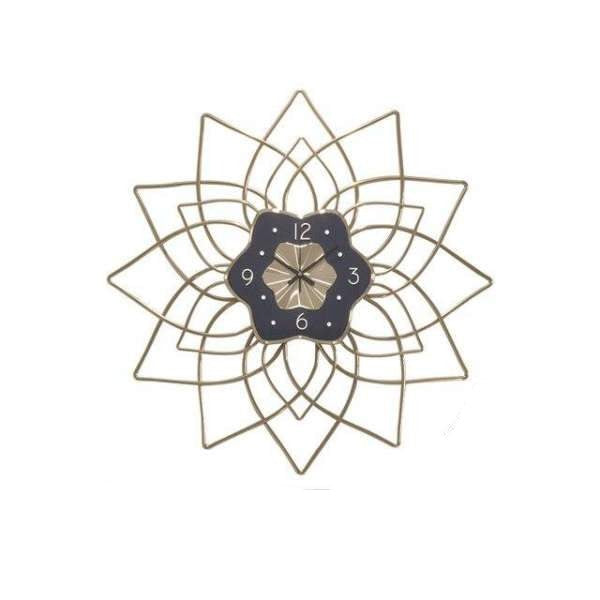 Moderni metallinen seinäkello ruusuke-muotoilulla