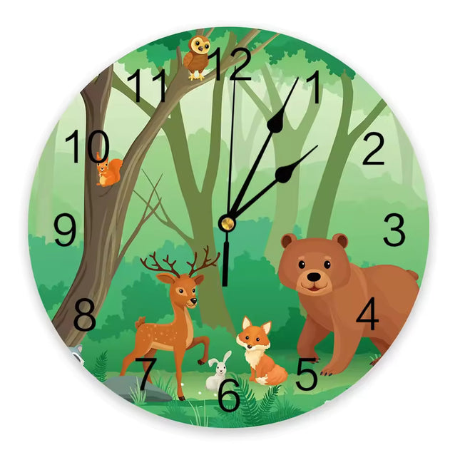 Söpö kettu-aiheinen seinäkello lapsille