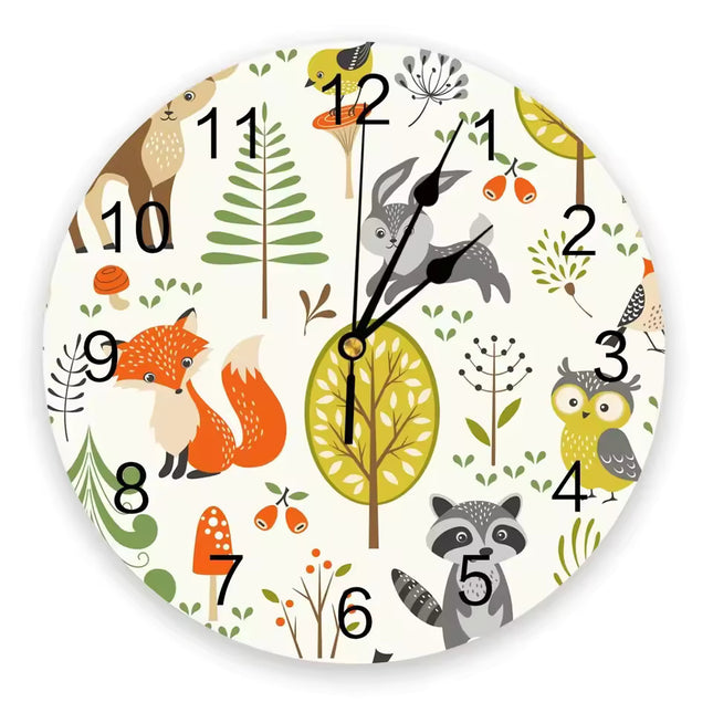 Söpö kettu-aiheinen seinäkello lapsille