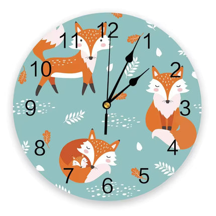 Söpö kettu-aiheinen seinäkello lapsille