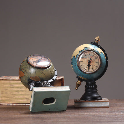 Vintage-tyylinen maapallo pöytäkello koristeeksi
