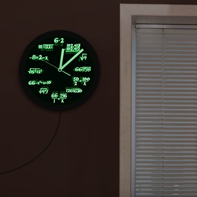 Matematiikka-aiheinen LED-seinäkello
