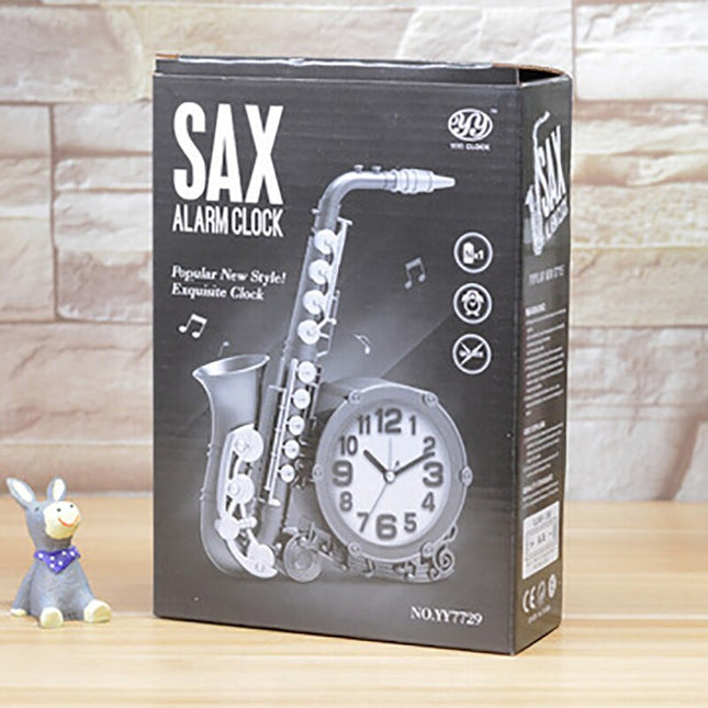 Saksofonin muotoinen vintage-pöytäkello