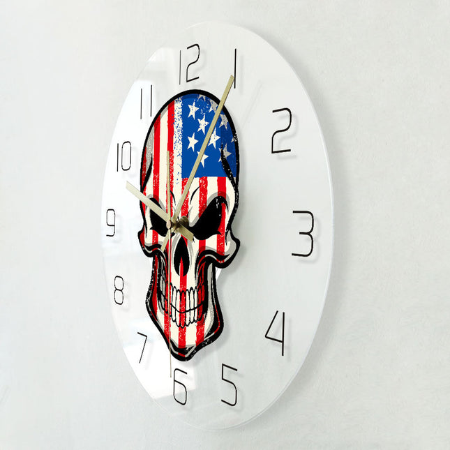 USA-lippu pääkallo-aiheinen seinäkello