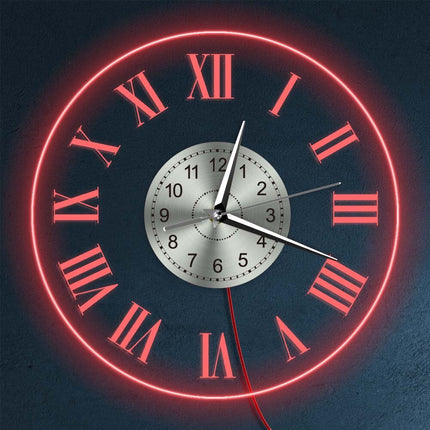 Moderni LED-seinäkello roomalaisilla numeroilla