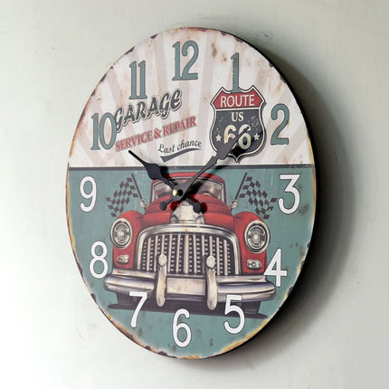 Route 66 autotalli vintage seinäkello