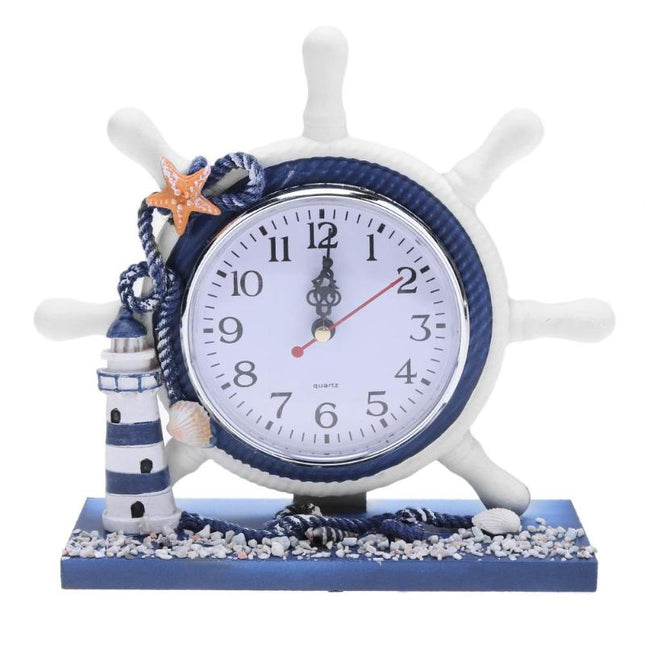 Merellinen pöytäkello laivan ruori -muotoilulla