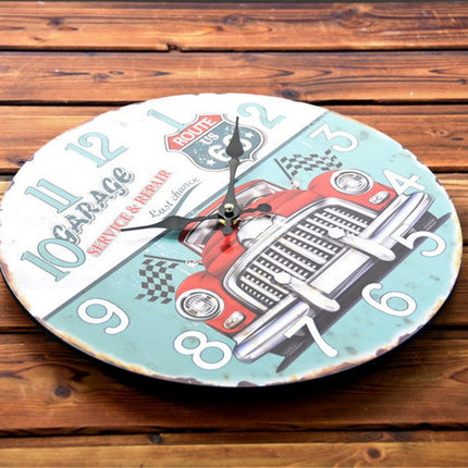 Route 66 autotalli vintage seinäkello