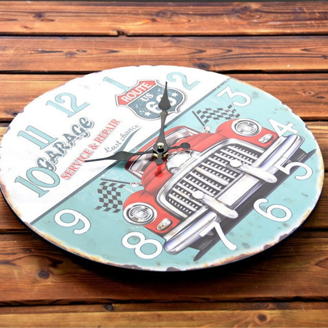Route 66 autotalli vintage seinäkello