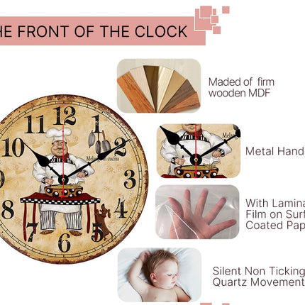 Retro-tyylinen värikäs puinen seinäkello