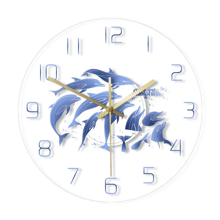 Delfiini-aiheinen moderni akryyliseinäkello