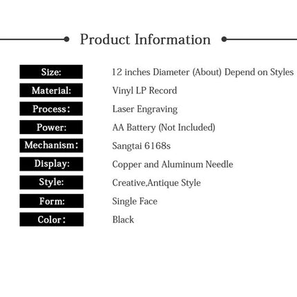 Parturi-aiheinen vinyylilevy seinäkello miehelle