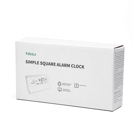 Pöytäkello sääennusteella ja kosteusmittarilla