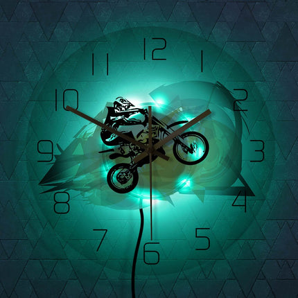 Abstrakti motocross seinäkello nuorelle