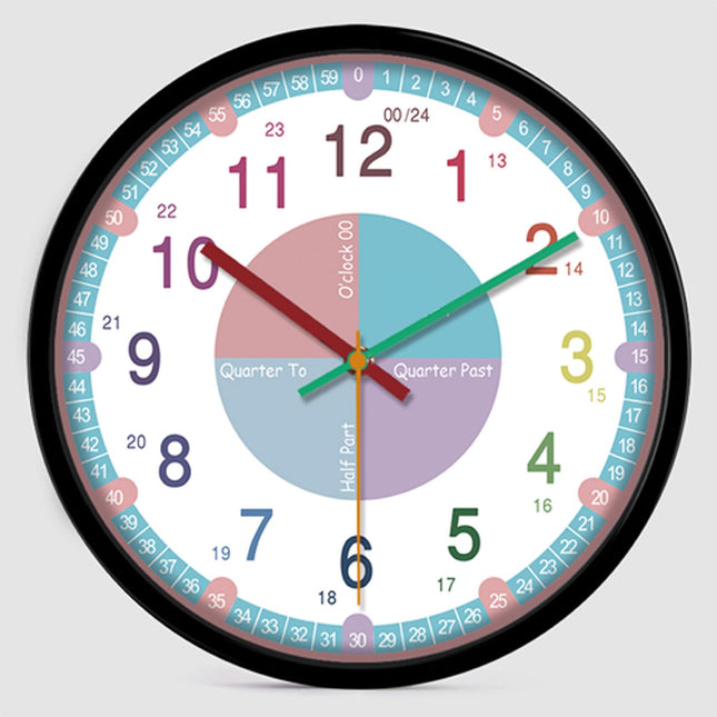 Värikäs opetuskello kellon oppimiseen