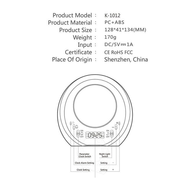 Moderni herätyskello ja kuunvalaisin