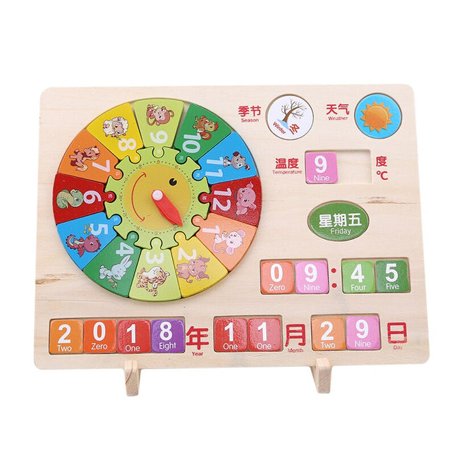 Puinen opettavainen kalenterikello lelu
