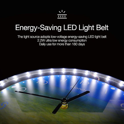 Valaistu LED-seinäkello yövalotoiminnolla