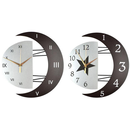 Kuunsirpin muotoinen seinäkello tähdellä