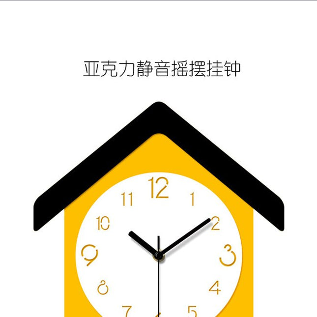 Keltainen moderni käkikello heilurilla