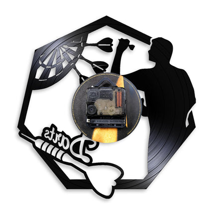 Darts-aiheinen vinyylilevy seinäkello