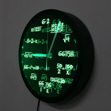 Matematiikka-aiheinen LED-seinäkello