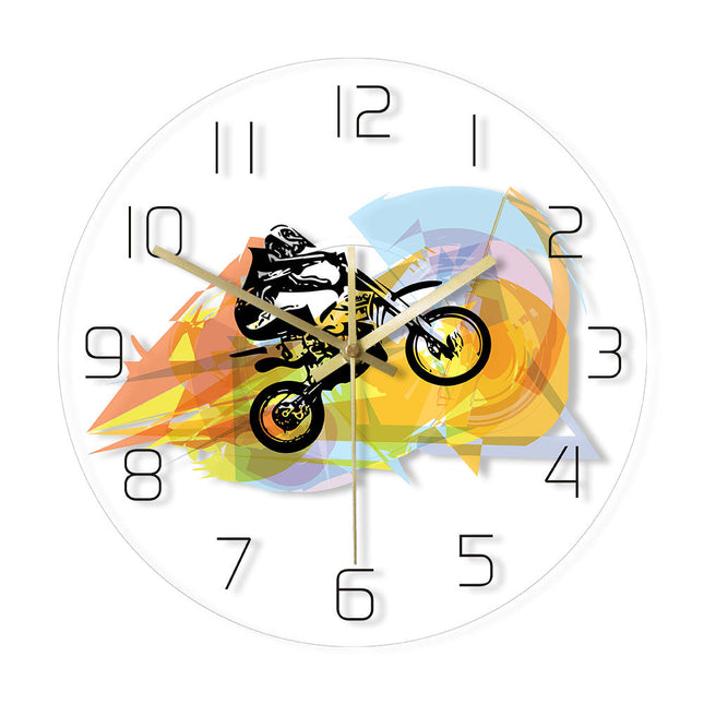 Abstrakti motocross seinäkello nuorelle