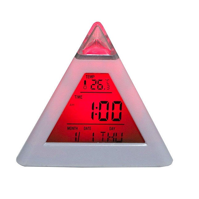 Väriä vaihtava pyramidi LED-herätyskello