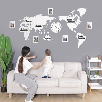 Maailmankartta seinäkello tarra sisustukseen