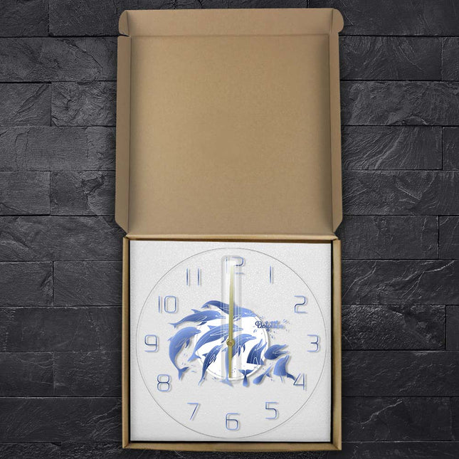 Delfiini-aiheinen moderni akryyliseinäkello